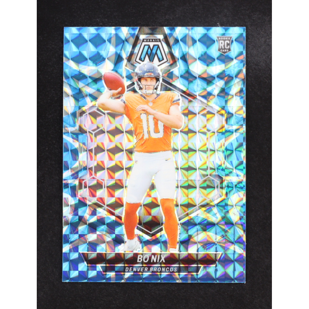 Bo Nix 2024 Panini Mosaic Mosaic Reactive Blue #312 RC at PristineAuction.com