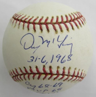 Denny McLain Signed OML Baseball with Multiple Career Inscriptions (JSA) at PristineAuction.com
