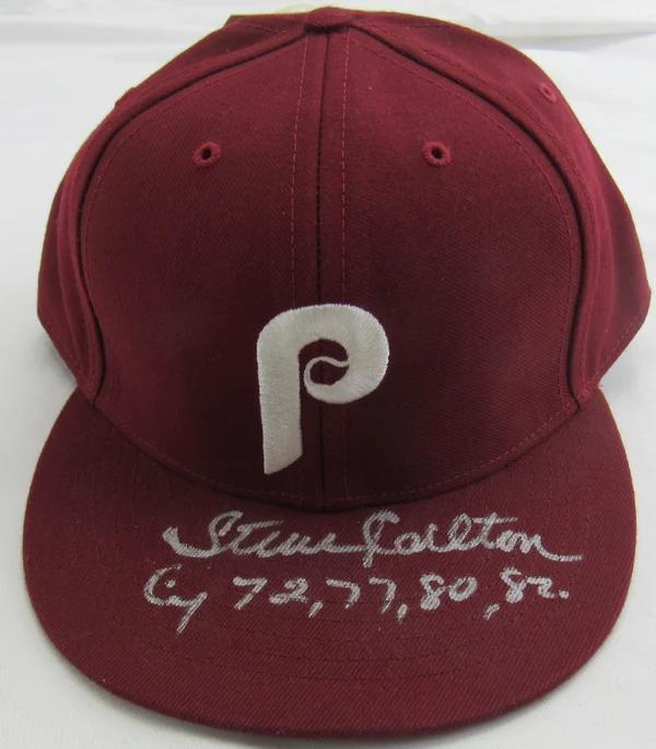 Steve Carlton Signed Phillies Hat Inscribed "Cy 72, 77, 80, 82" (JSA) at PristineAuction.com Steve Carlton Signed Phillies Hat Inscribed "Cy 72, 77, 80, 82" (JSA) at PristineAuction.com