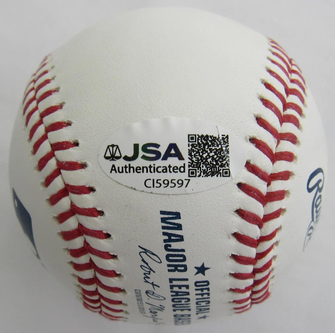 Giancarlo Stanton Signed OML Baseball Inscribed "17 NL MVP" (JSA) at PristineAuction.com Giancarlo Stanton Signed OML Baseball Inscribed "17 NL MVP" (JSA) at PristineAuction.com