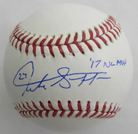 Giancarlo Stanton Signed OML Baseball Inscribed "17 NL MVP" (JSA) at PristineAuction.com