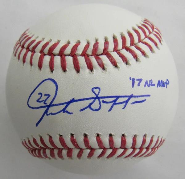 Giancarlo Stanton Signed OML Baseball Inscribed "17 NL MVP" (JSA) at PristineAuction.com Giancarlo Stanton Signed OML Baseball Inscribed "17 NL MVP" (JSA) at PristineAuction.com