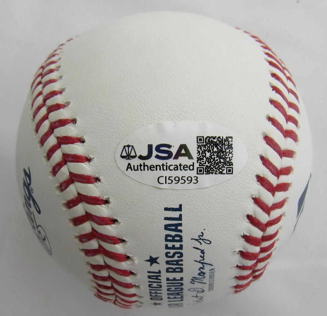 Giancarlo Stanton Signed OML Baseball Inscribed "17 NL MVP" (JSA) at PristineAuction.com Giancarlo Stanton Signed OML Baseball Inscribed "17 NL MVP" (JSA) at PristineAuction.com