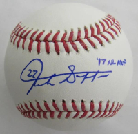 Giancarlo Stanton Signed OML Baseball Inscribed "17 NL MVP" (JSA) at PristineAuction.com