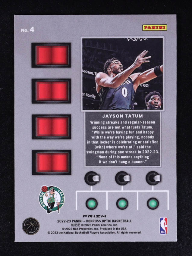 Jayson Tatum 2022-23 Donruss Optic T-Minus 3...2...1... Holo #4 at PristineAuction.com Jayson Tatum 2022-23 Donruss Optic T-Minus 3...2...1... Holo #4 at PristineAuction.com