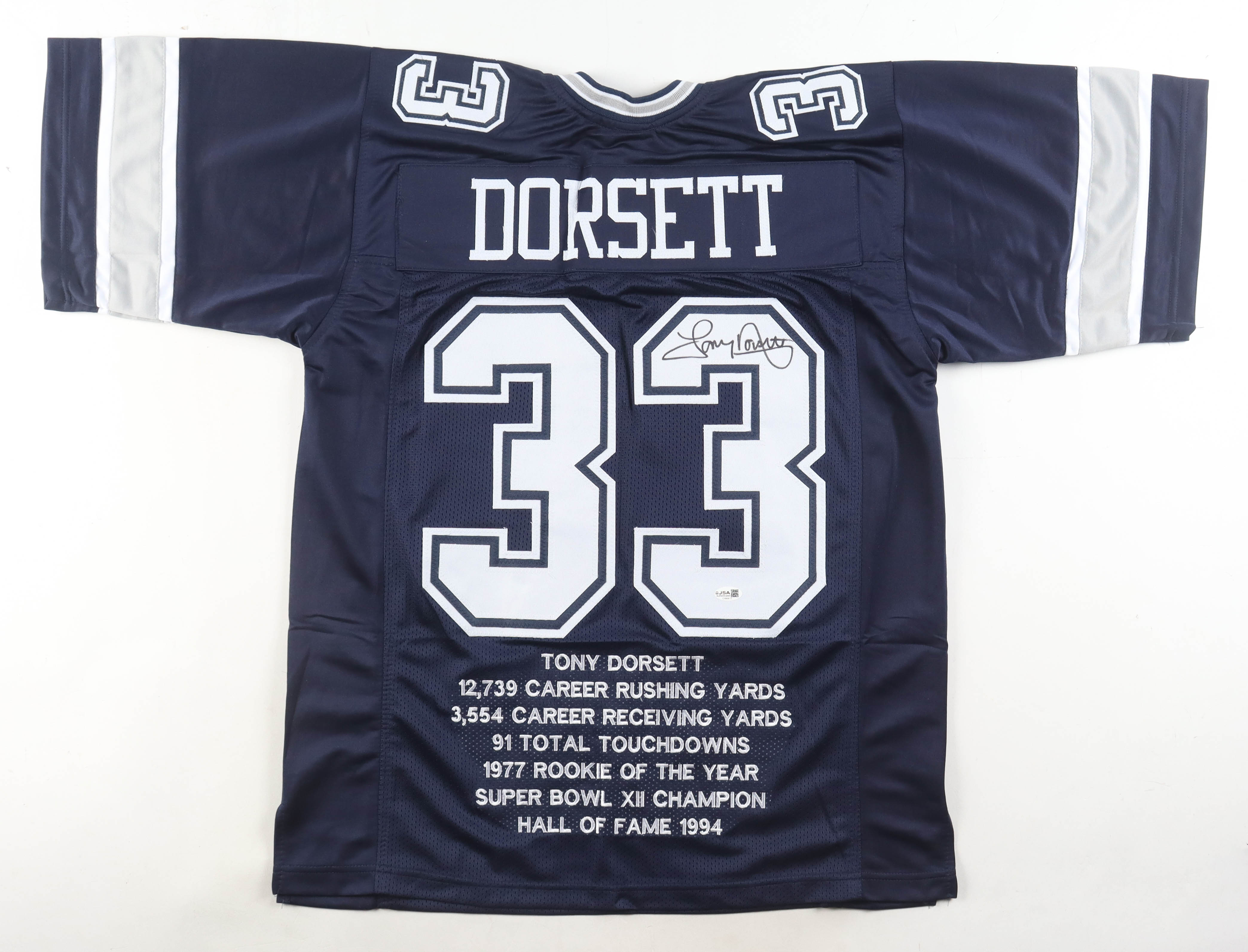Tiny Dorsett Signed Career Highlight Stat Jersey (JSA) at PristineAuction.com Tiny Dorsett Signed Career Highlight Stat Jersey (JSA) at PristineAuction.com
