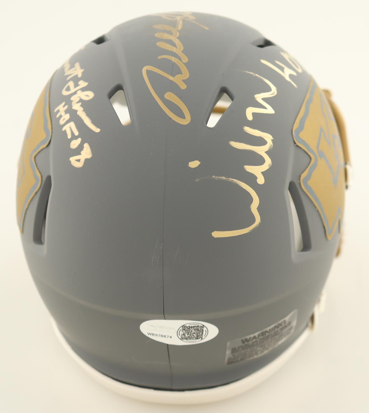 Willie Roaf, Will Shields & Emmitt Thomas Signed Chiefs Slate Alternate Speed Mini Helmet Inscribed "HOF 2012", "HOF 15" & "HOF 08" (JSA) at PristineAuction.com Willie Roaf, Will Shields & Emmitt Thomas Signed Chiefs Slate Alternate Speed Mini Helmet Inscribed "HOF 2012", "HOF 15" & "HOF 08" (JSA) at PristineAuction.com