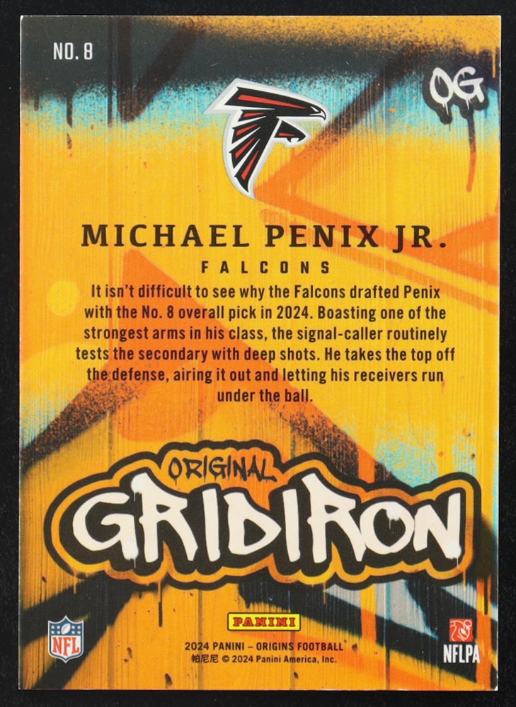 Michael Penix Jr. 2024 Panini Origins Original Gridiron #8 RC at PristineAuction.com Michael Penix Jr. 2024 Panini Origins Original Gridiron #8 RC at PristineAuction.com