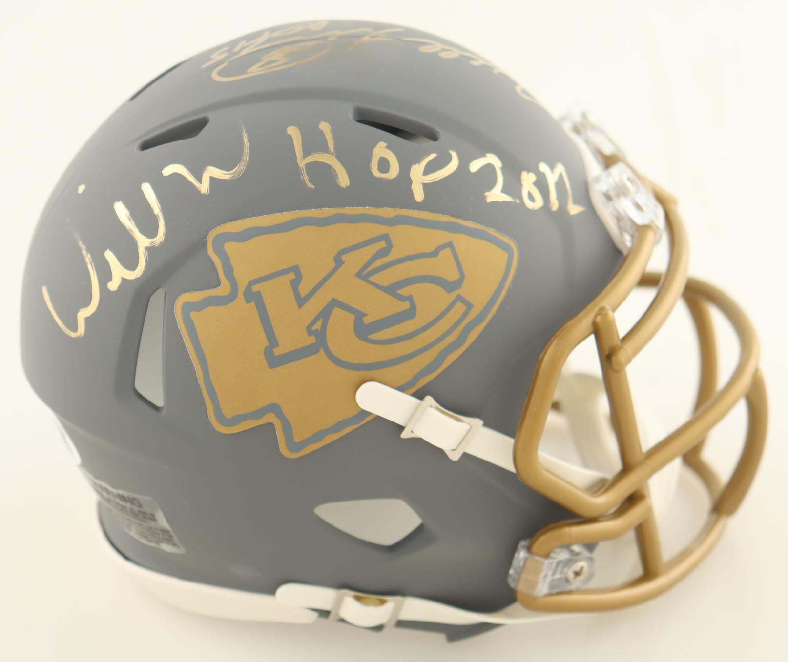 Willie Roaf, Will Shields & Emmitt Thomas Signed Chiefs Slate Alternate Speed Mini Helmet Inscribed "HOF 2012", "HOF 15" & "HOF 08" (JSA) at PristineAuction.com Willie Roaf, Will Shields & Emmitt Thomas Signed Chiefs Slate Alternate Speed Mini Helmet Inscribed "HOF 2012", "HOF 15" & "HOF 08" (JSA) at PristineAuction.com