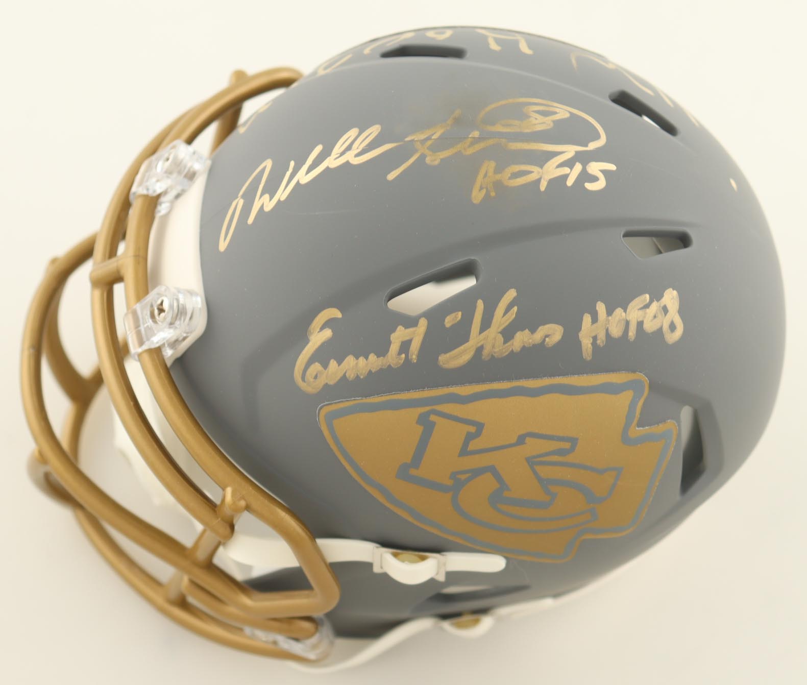 Willie Roaf, Will Shields & Emmitt Thomas Signed Chiefs Slate Alternate Speed Mini Helmet Inscribed "HOF 2012", "HOF 15" & "HOF 08" (JSA) at PristineAuction.com Willie Roaf, Will Shields & Emmitt Thomas Signed Chiefs Slate Alternate Speed Mini Helmet Inscribed "HOF 2012", "HOF 15" & "HOF 08" (JSA) at PristineAuction.com