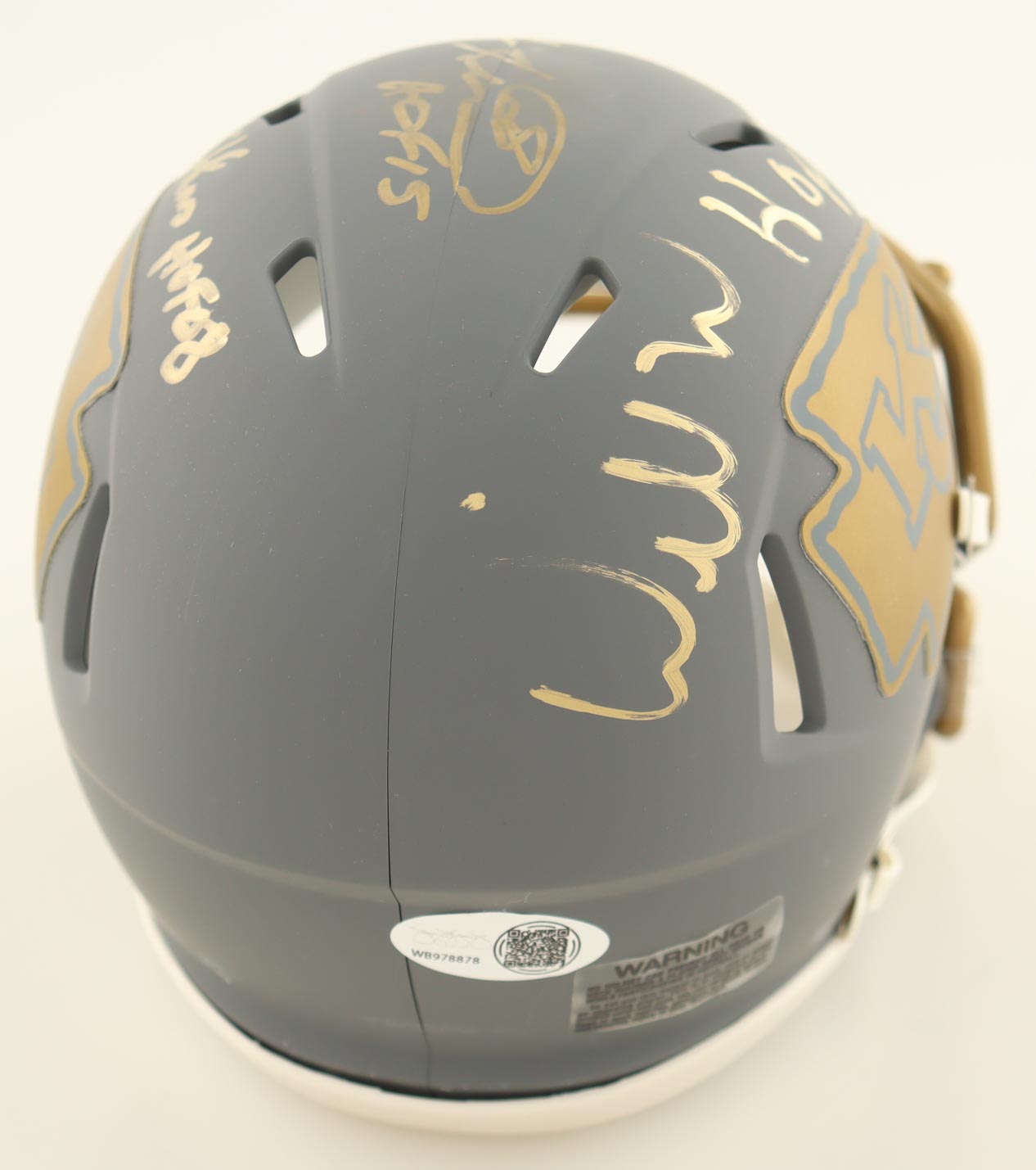 Willie Roaf, Will Shields & Emmitt Thomas Signed Chiefs Slate Alternate Speed Mini Helmet Inscribed "HOF 2012", "HOF 15" & "HOF 08" (JSA) at PristineAuction.com Willie Roaf, Will Shields & Emmitt Thomas Signed Chiefs Slate Alternate Speed Mini Helmet Inscribed "HOF 2012", "HOF 15" & "HOF 08" (JSA) at PristineAuction.com