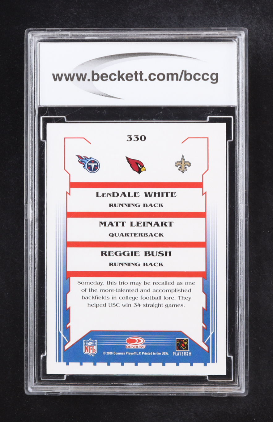 LenDale White / Matt Leinart / Reggie Bush 2006 Score #330 RC (BCCG 10) at PristineAuction.com LenDale White / Matt Leinart / Reggie Bush 2006 Score #330 RC (BCCG 10) at PristineAuction.com
