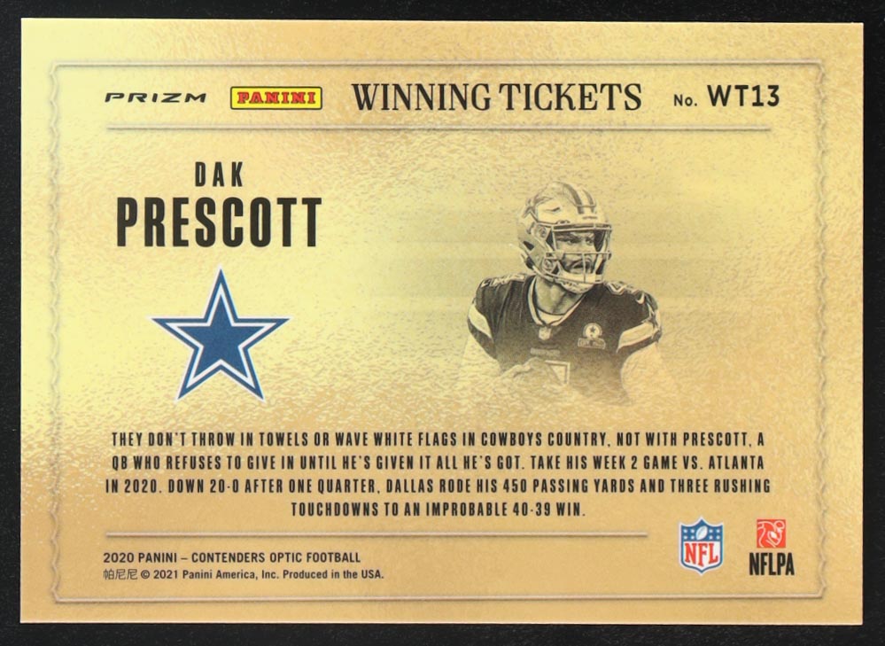 Dak Prescott 2020 Contenders Optic Winning Tickets Silver #WT13 at PristineAuction.com Dak Prescott 2020 Contenders Optic Winning Tickets Silver #WT13 at PristineAuction.com