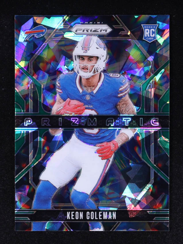 Keon Coleman 2024 Panini Prizm Prizmatic Prizms Green Ice #15 RC at PristineAuction.com Keon Coleman 2024 Panini Prizm Prizmatic Prizms Green Ice #15 RC at PristineAuction.com