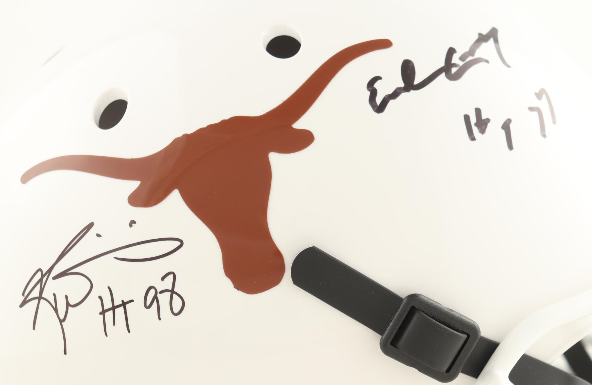 Earl Campbell & Ricky Williams Signed Texas Longhorns Full-Size Helmet Inscribed "HT 77" & "HT 98" (Beckett) at PristineAuction.com Earl Campbell & Ricky Williams Signed Texas Longhorns Full-Size Helmet Inscribed "HT 77" & "HT 98" (Beckett) at PristineAuction.com