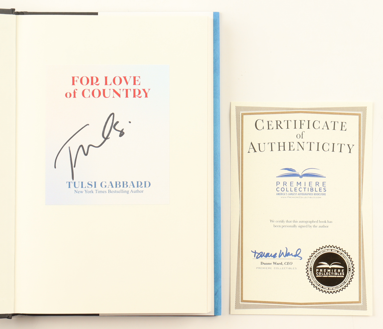Tulsi Gabbard Signed "For Love of Country" Hardcover Book (Premiere Collectibles) at PristineAuction.com Tulsi Gabbard Signed "For Love of Country" Hardcover Book (Premiere Collectibles) at PristineAuction.com