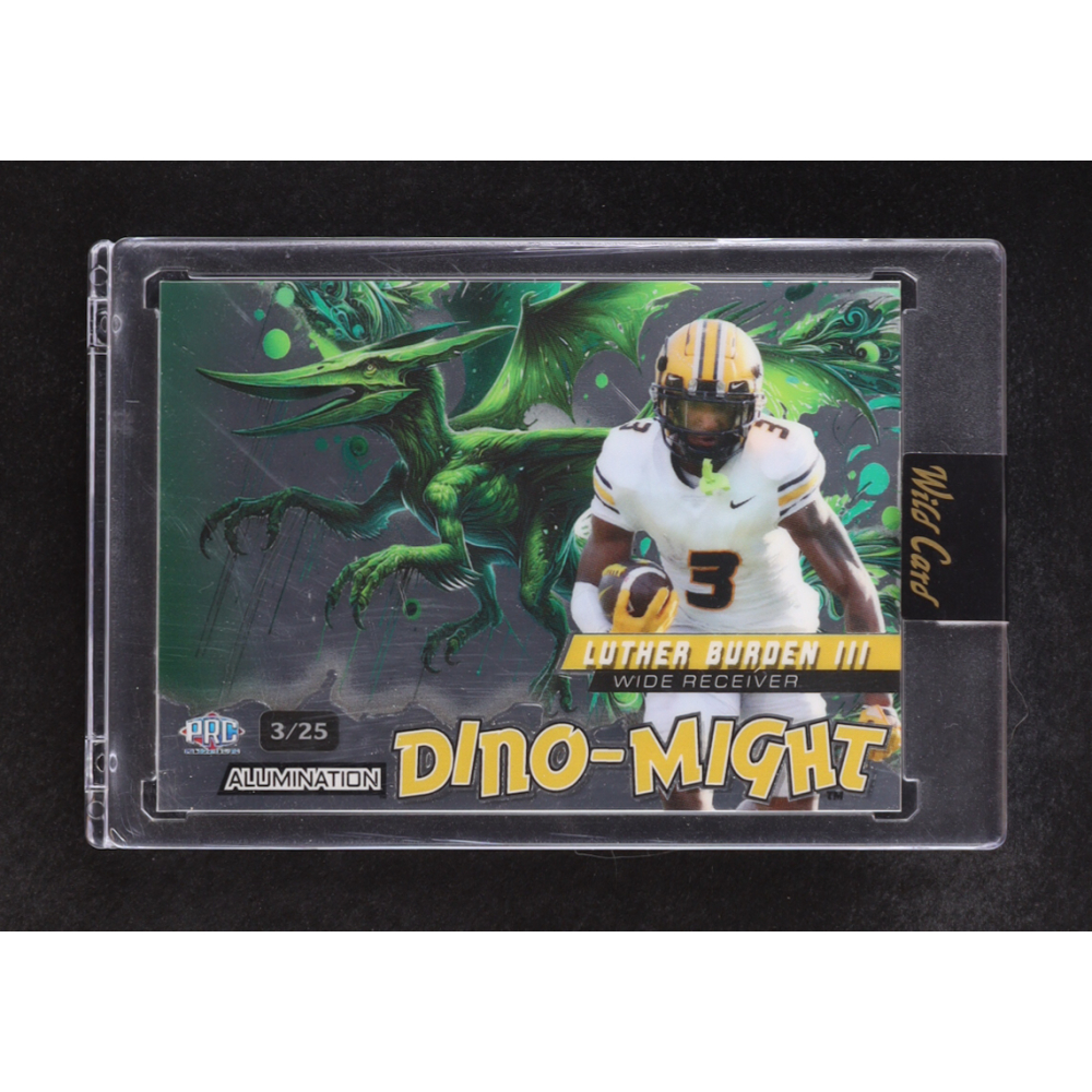 Luther Burden III 2024 Wild Alumination Card Dino-Might Green Mirror Ptero #DMPTE1LB #3/25 RC at PristineAuction.com