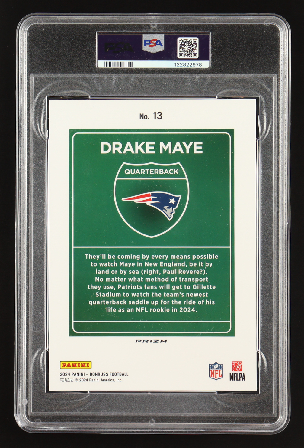 Drake Maye 2024 Donruss Downtown Oversize #13 RC (PSA 9) at PristineAuction.com Drake Maye 2024 Donruss Downtown Oversize #13 RC (PSA 9) at PristineAuction.com