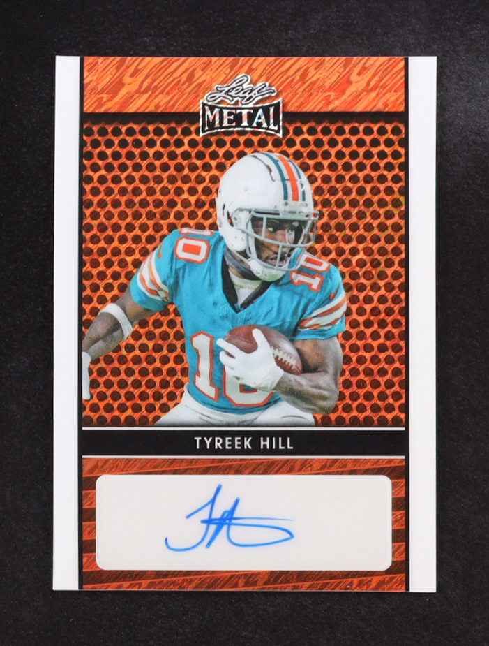 Tyreek Hill 2024 Leaf Metal Collective Leaf Autographs Orange Shimmer #LATH2 #1/10 at PristineAuction.com Tyreek Hill 2024 Leaf Metal Collective Leaf Autographs Orange Shimmer #LATH2 #1/10 at PristineAuction.com
