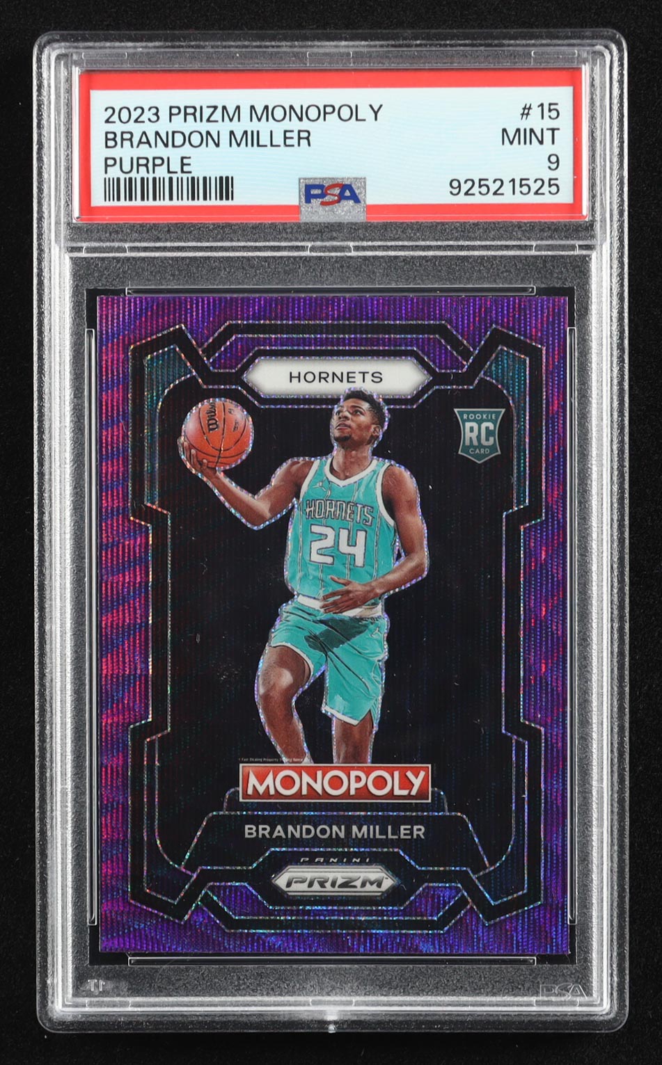 Brandon Miller 2023-24 Panini Prizm Monopoly Purple #15 RC (PSA 9) at PristineAuction.com Brandon Miller 2023-24 Panini Prizm Monopoly Purple #15 RC (PSA 9) at PristineAuction.com