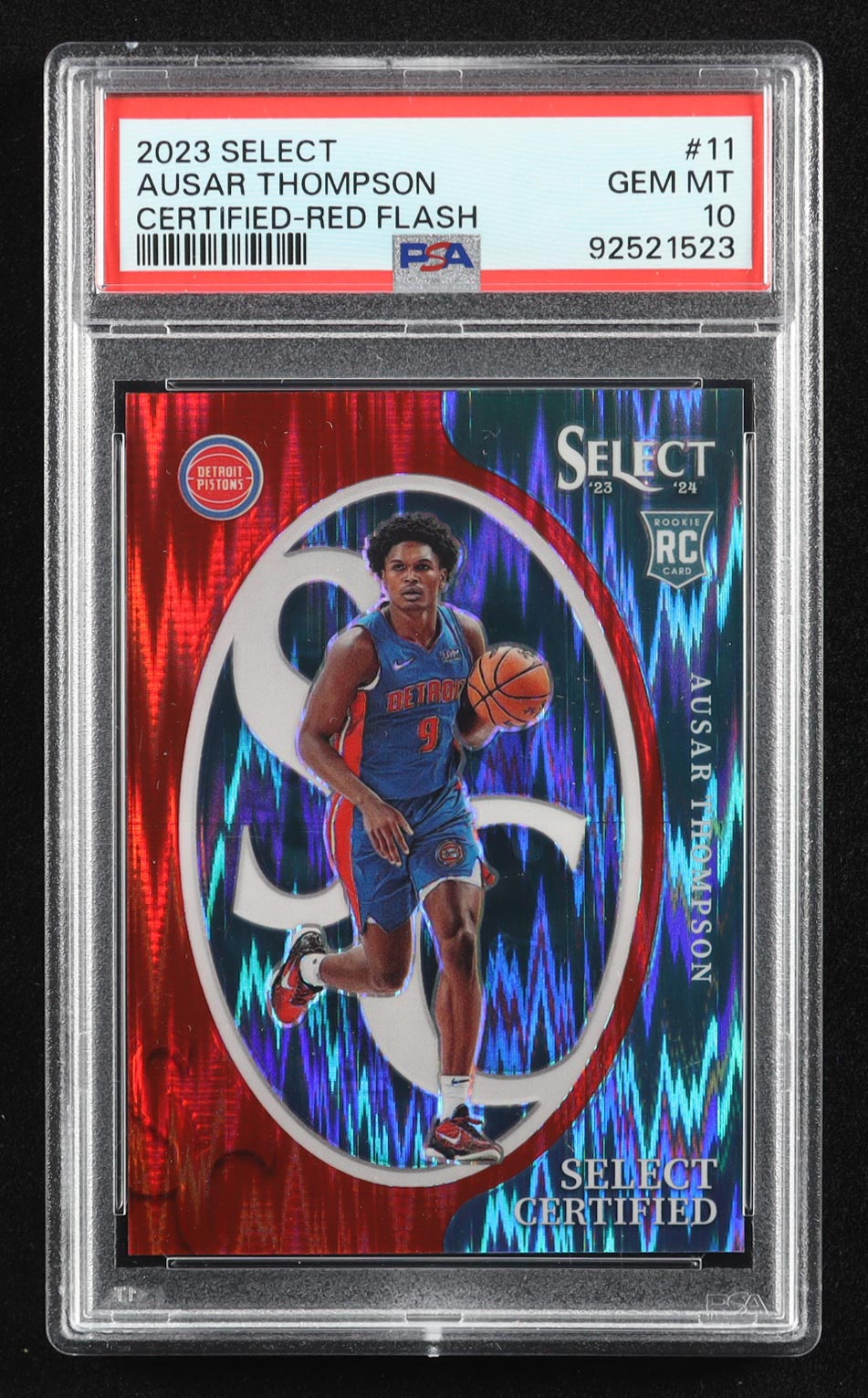 Ausar Thompson 2023-24 Select Select Certified Red Flash Prizms #11 #97/99 RC (PSA 10) at PristineAuction.com Ausar Thompson 2023-24 Select Select Certified Red Flash Prizms #11 #97/99 RC (PSA 10) at PristineAuction.com