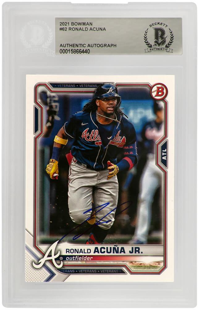 Ronald Acuna Jr. Signed 2021 Bowman #62 RC (BGS) at PristineAuction.com Ronald Acuna Jr. Signed 2021 Bowman #62 RC (BGS) at PristineAuction.com