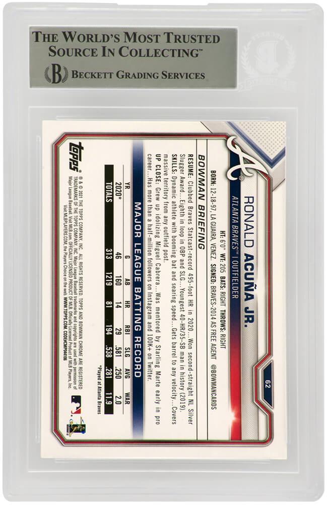 Ronald Acuna Jr. Signed 2021 Bowman #62 RC (BGS) at PristineAuction.com Ronald Acuna Jr. Signed 2021 Bowman #62 RC (BGS) at PristineAuction.com
