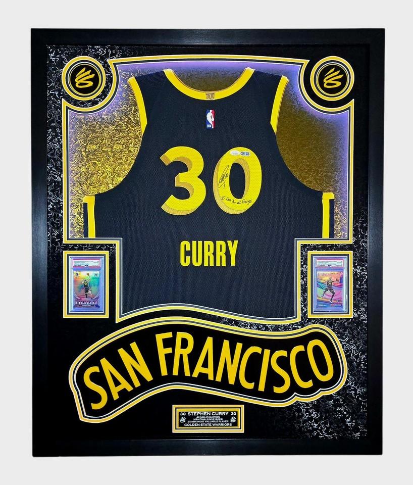 Stephen Curry Signed Warriors Custom Framed LED Jersey Display Inscribed "I Can Do All Things" with (2) PSA 10 Cards (JSA) at PristineAuction.com Stephen Curry Signed Warriors Custom Framed LED Jersey Display Inscribed "I Can Do All Things" with (2) PSA 10 Cards (JSA) at PristineAuction.com