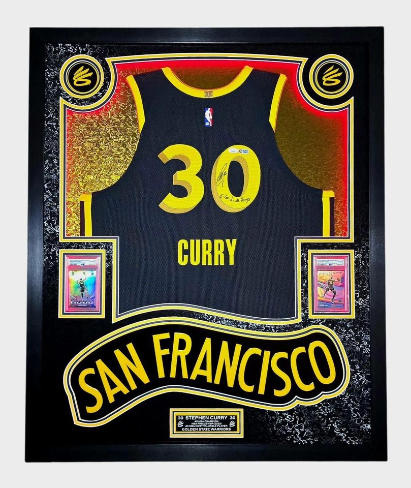 Stephen Curry Signed Warriors Custom Framed LED Jersey Display Inscribed "I Can Do All Things" with (2) PSA 10 Cards (JSA) at PristineAuction.com Stephen Curry Signed Warriors Custom Framed LED Jersey Display Inscribed "I Can Do All Things" with (2) PSA 10 Cards (JSA) at PristineAuction.com