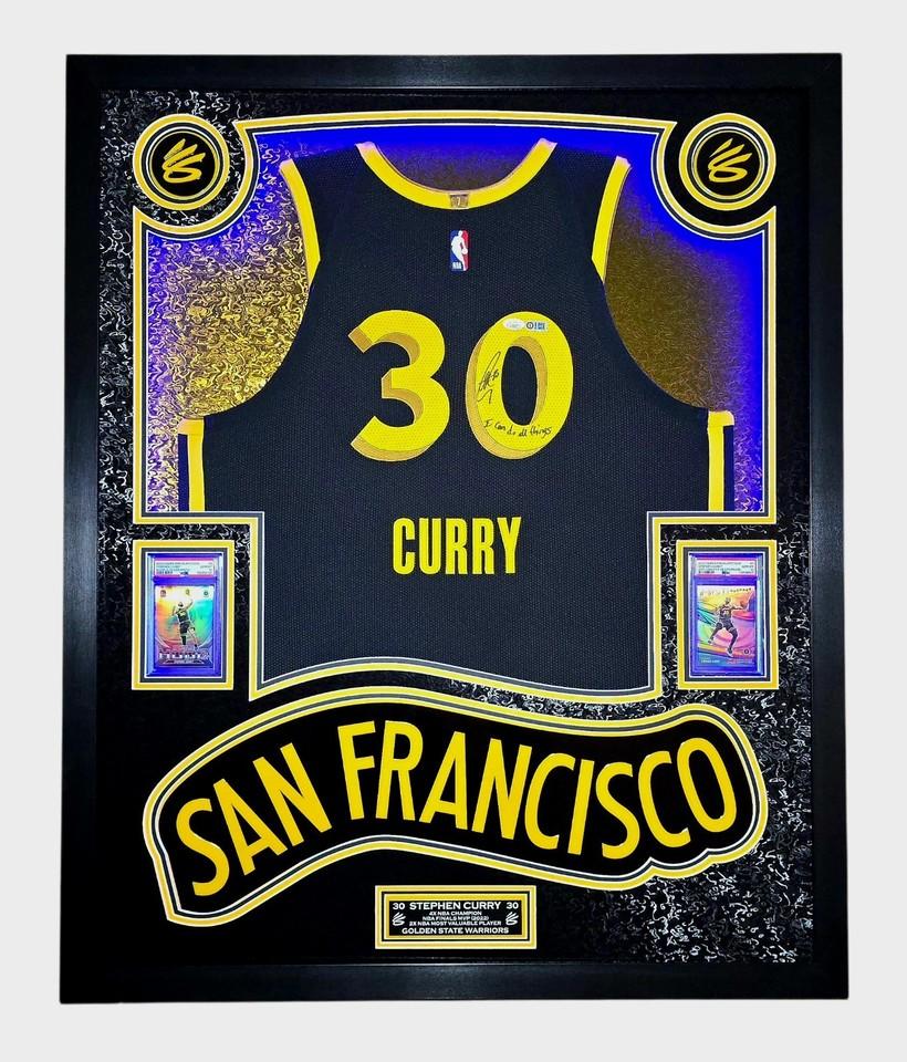 Stephen Curry Signed Warriors Custom Framed LED Jersey Display Inscribed "I Can Do All Things" with (2) PSA 10 Cards (JSA) at PristineAuction.com Stephen Curry Signed Warriors Custom Framed LED Jersey Display Inscribed "I Can Do All Things" with (2) PSA 10 Cards (JSA) at PristineAuction.com