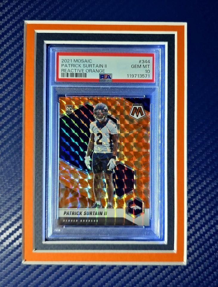 Patrick Surtain II Signed Broncos Custom Framed LED Nike FUSE Jersey Display with (2) PSA 10 Rookie Cards (Fanatics) at PristineAuction.com Patrick Surtain II Signed Broncos Custom Framed LED Nike FUSE Jersey Display with (2) PSA 10 Rookie Cards (Fanatics) at PristineAuction.com