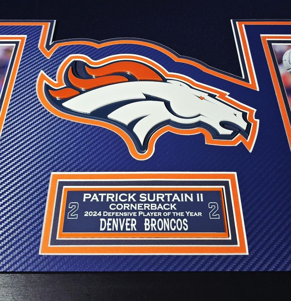 Patrick Surtain II Signed Broncos Custom Framed LED Nike FUSE Jersey Display with (2) PSA 10 Rookie Cards (Fanatics) at PristineAuction.com Patrick Surtain II Signed Broncos Custom Framed LED Nike FUSE Jersey Display with (2) PSA 10 Rookie Cards (Fanatics) at PristineAuction.com
