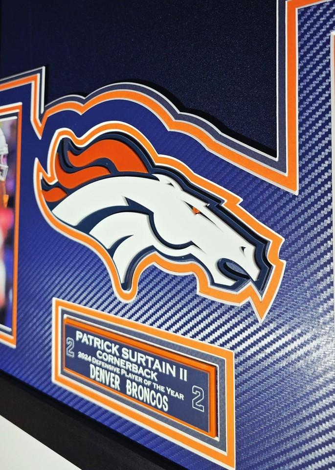 Patrick Surtain II Signed Broncos Custom Framed LED Nike FUSE Jersey Display with (2) PSA 10 Rookie Cards (Fanatics) at PristineAuction.com Patrick Surtain II Signed Broncos Custom Framed LED Nike FUSE Jersey Display with (2) PSA 10 Rookie Cards (Fanatics) at PristineAuction.com