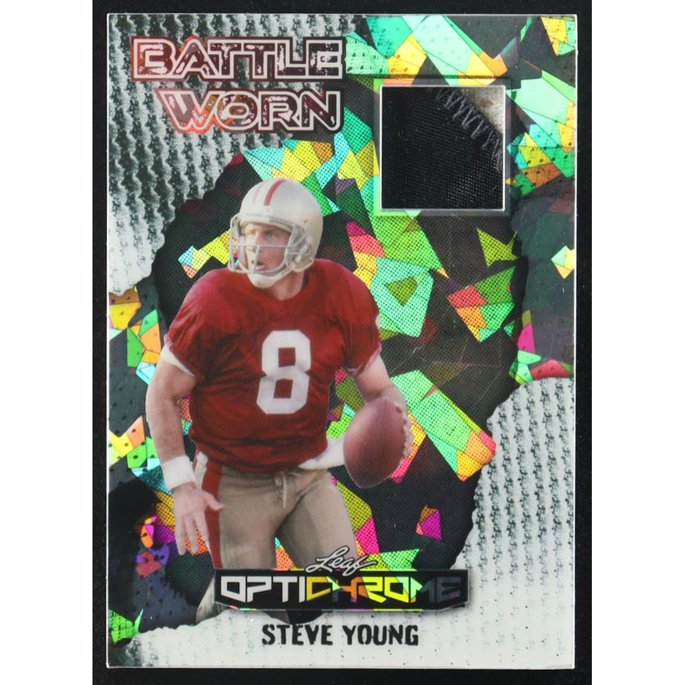 Steve Young 2025 Leaf Optichrome Battle Worn Materials Silver Crystals #BW21 #1/10 at PristineAuction.com