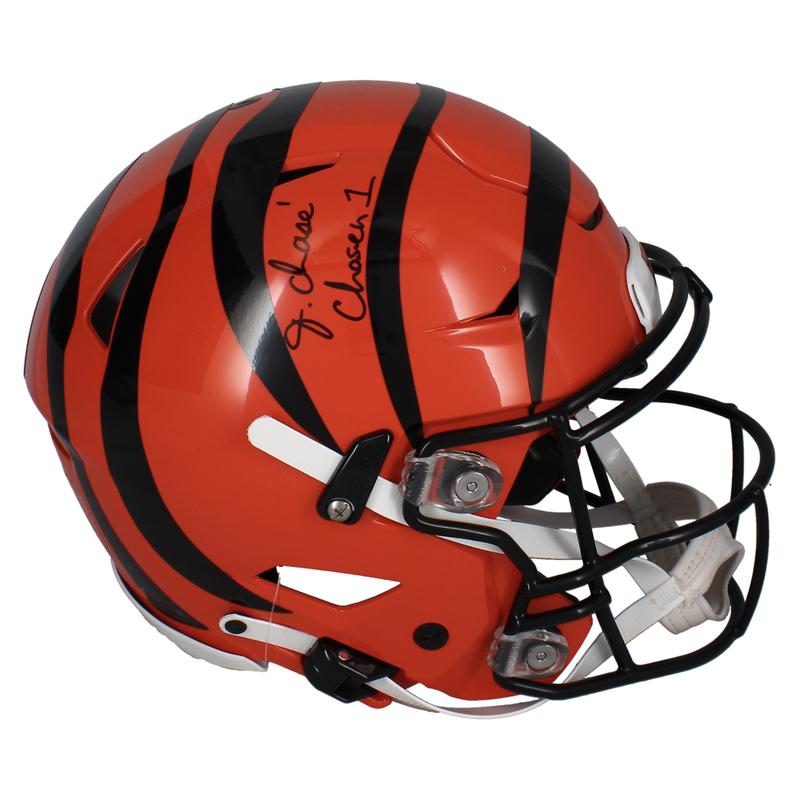 Ja'Marr Chase Signed Bengals Full-Size Authentic On-Field Speedflex Helmet Inscribed "Chosen 1" (Beckett) at PristineAuction.com Ja'Marr Chase Signed Bengals Full-Size Authentic On-Field Speedflex Helmet Inscribed "Chosen 1" (Beckett) at PristineAuction.com
