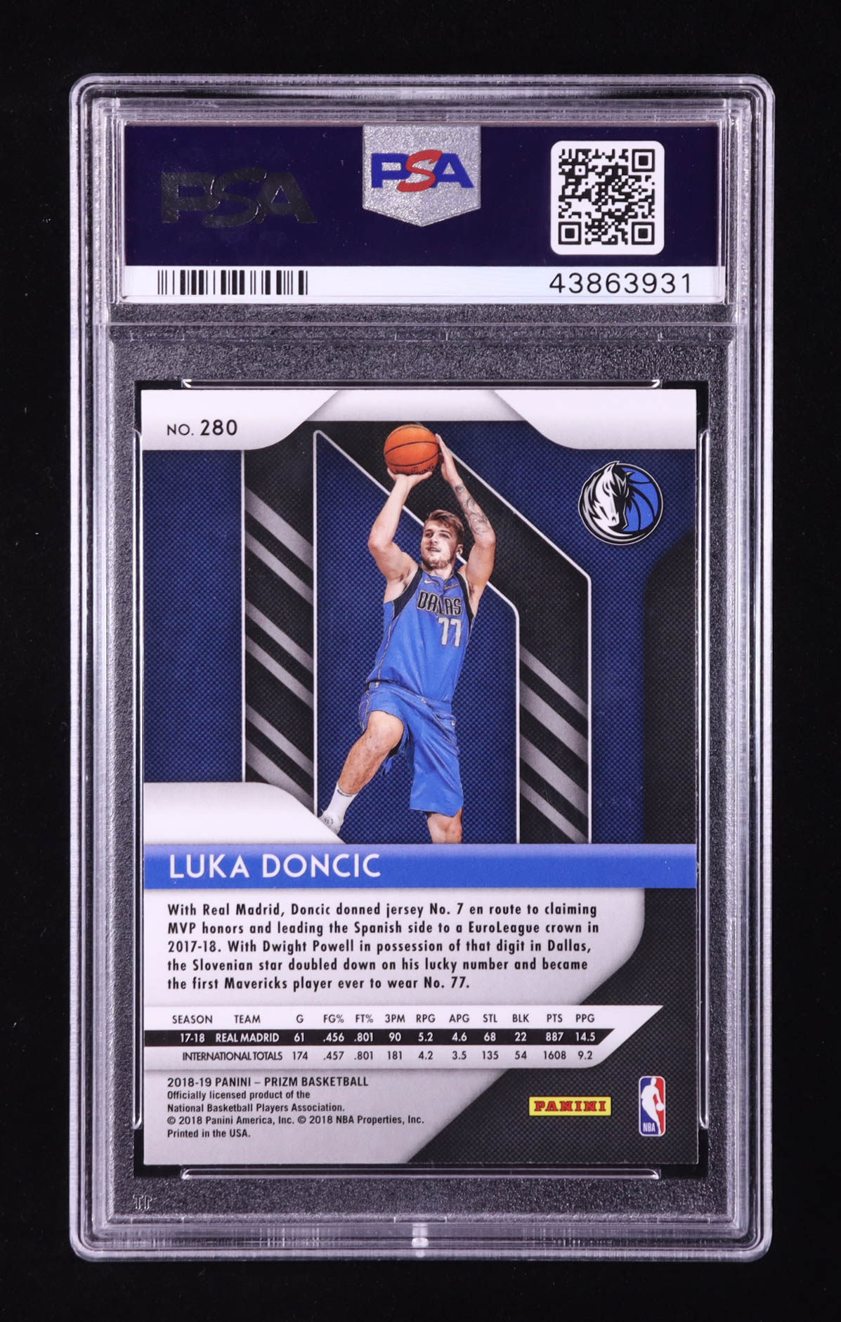 Luka Doncic 2018-19 Panini Prizm #280 RC (PSA 10) at PristineAuction.com Luka Doncic 2018-19 Panini Prizm #280 RC (PSA 10) at PristineAuction.com