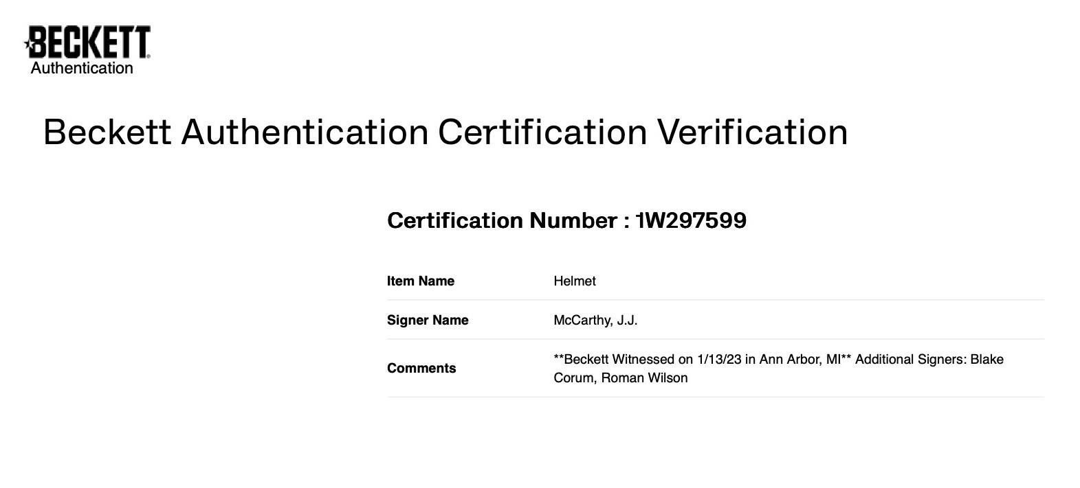 JJ McCarthy, Black Corum & Roman Wilson Signed Michigan Wolverines Full-Size Speed Helmet (Beckett) at PristineAuction.com JJ McCarthy, Black Corum & Roman Wilson Signed Michigan Wolverines Full-Size Speed Helmet (Beckett) at PristineAuction.com