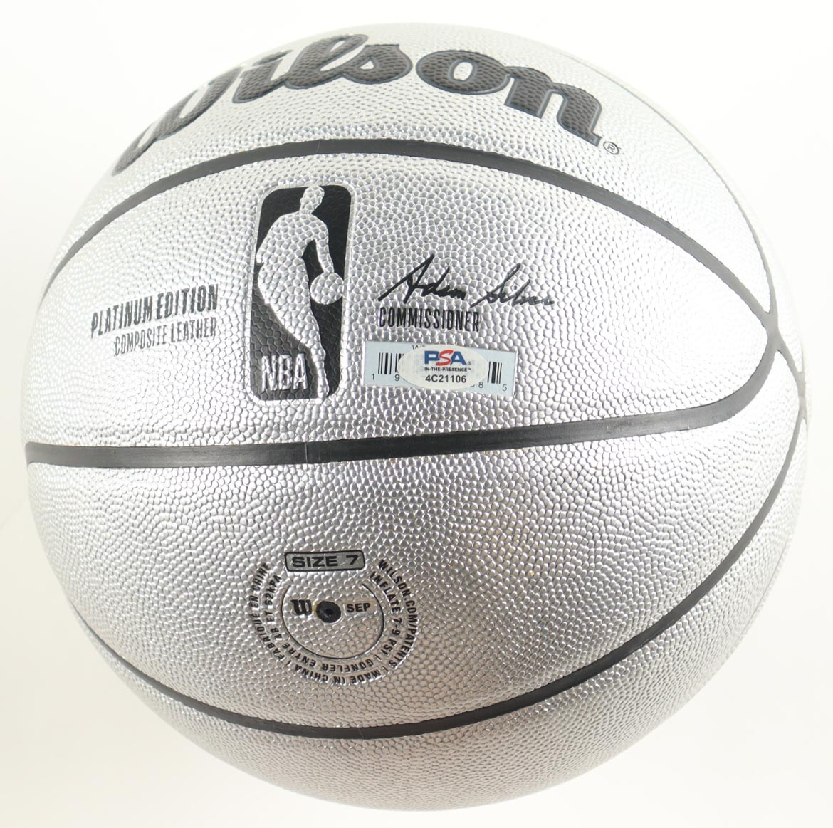 Larry Bird Signed NBA Platinum Edition Basketball with Display Stand & Title Plaque (PSA) at PristineAuction.com Larry Bird Signed NBA Platinum Edition Basketball with Display Stand & Title Plaque (PSA) at PristineAuction.com