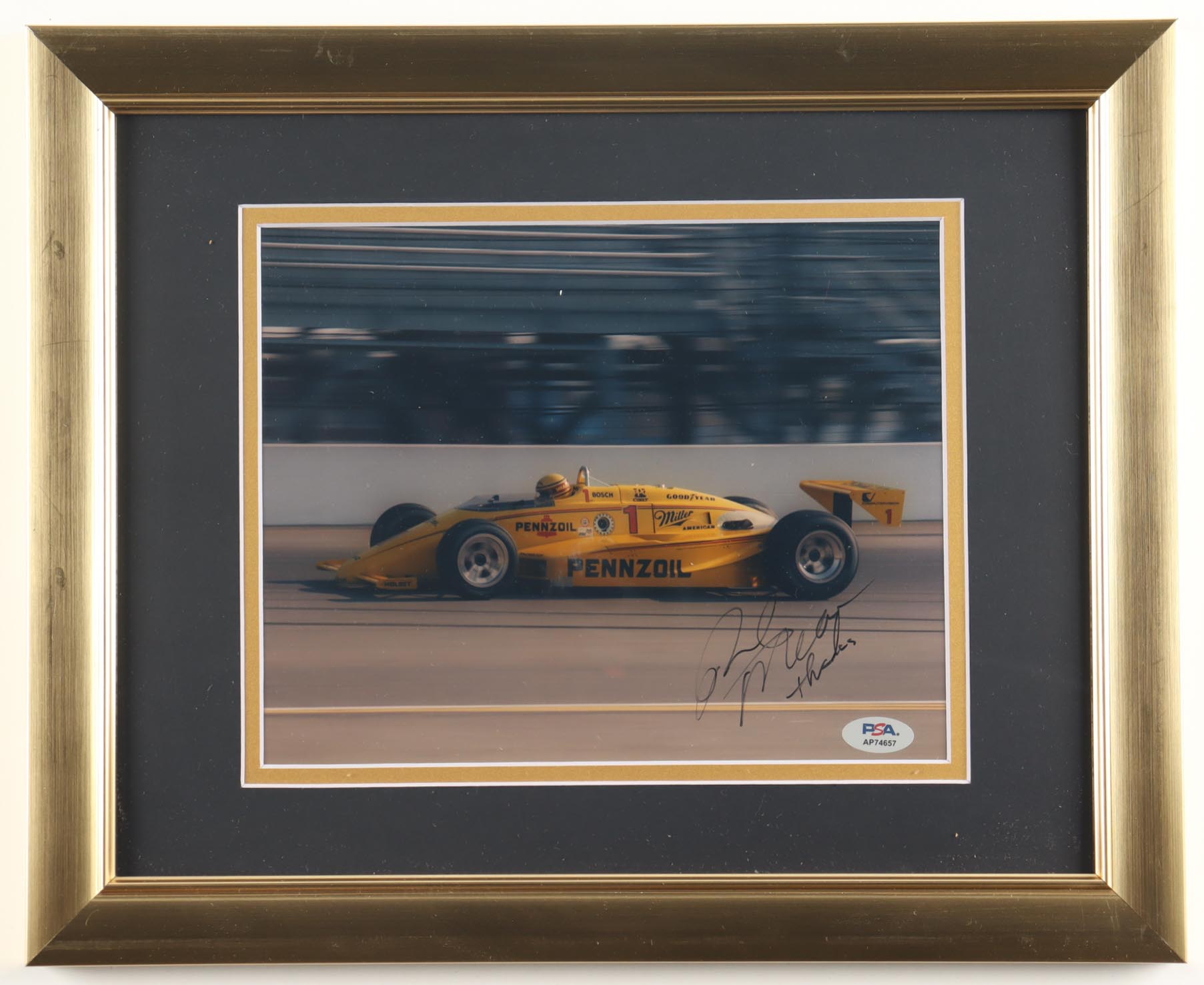 Rick Mears Signed Indy 500 Framed Photo Display (PSA) at PristineAuction.com Rick Mears Signed Indy 500 Framed Photo Display (PSA) at PristineAuction.com