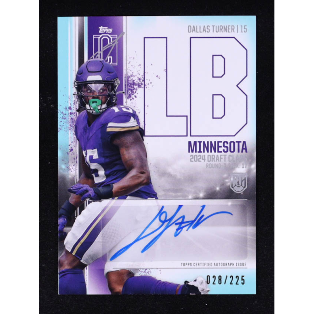 Dallas Turner 2024 Topps Signature Class Rookie Autographs Teal CLASS I #RCA-DT #028/225 RC at PristineAuction.com