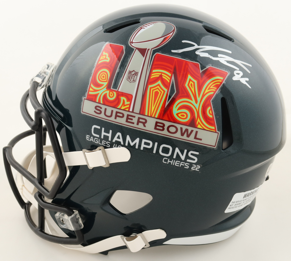 Jalen Carter Signed Eagles / Super Bowl LIX Champions Logo Full-Size Speed Helmet (Beckett) at PristineAuction.com Jalen Carter Signed Eagles / Super Bowl LIX Champions Logo Full-Size Speed Helmet (Beckett) at PristineAuction.com