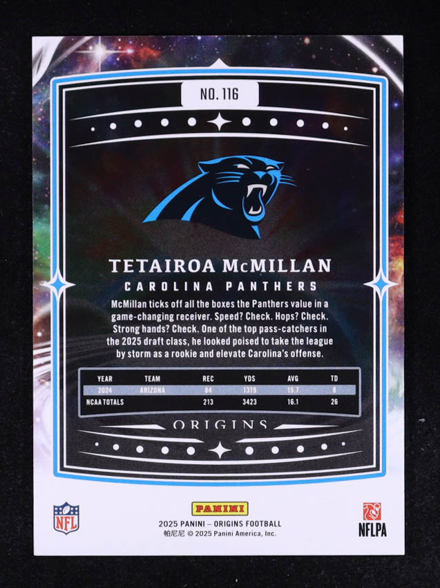 Tetairoa McMillan 2025 Panini Origins #116 RC at PristineAuction.com Tetairoa McMillan 2025 Panini Origins #116 RC at PristineAuction.com