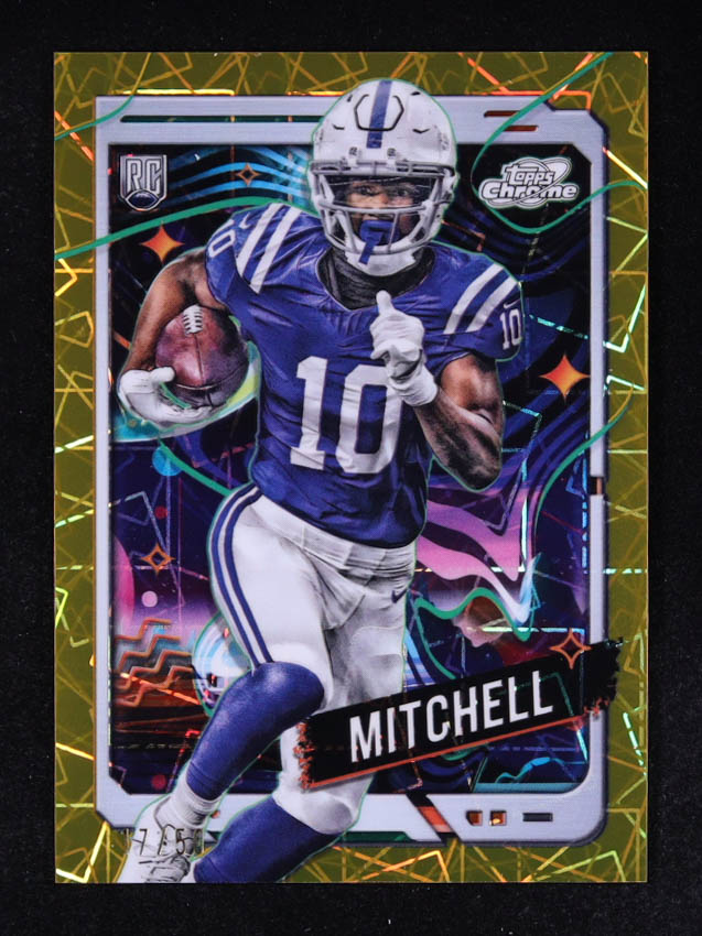 Adonai Mitchell 2024 Topps Cosmic Chrome Gold Interstellar Refractors #141 #17/50 RC at PristineAuction.com Adonai Mitchell 2024 Topps Cosmic Chrome Gold Interstellar Refractors #141 #17/50 RC at PristineAuction.com