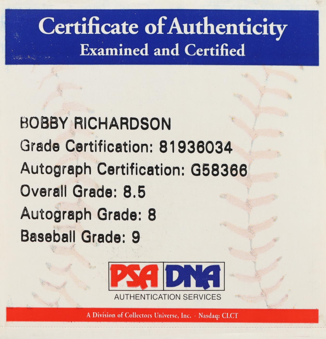 Bobby Richardson Signed OML Baseball (PSA) at PristineAuction.com Bobby Richardson Signed OML Baseball (PSA) at PristineAuction.com