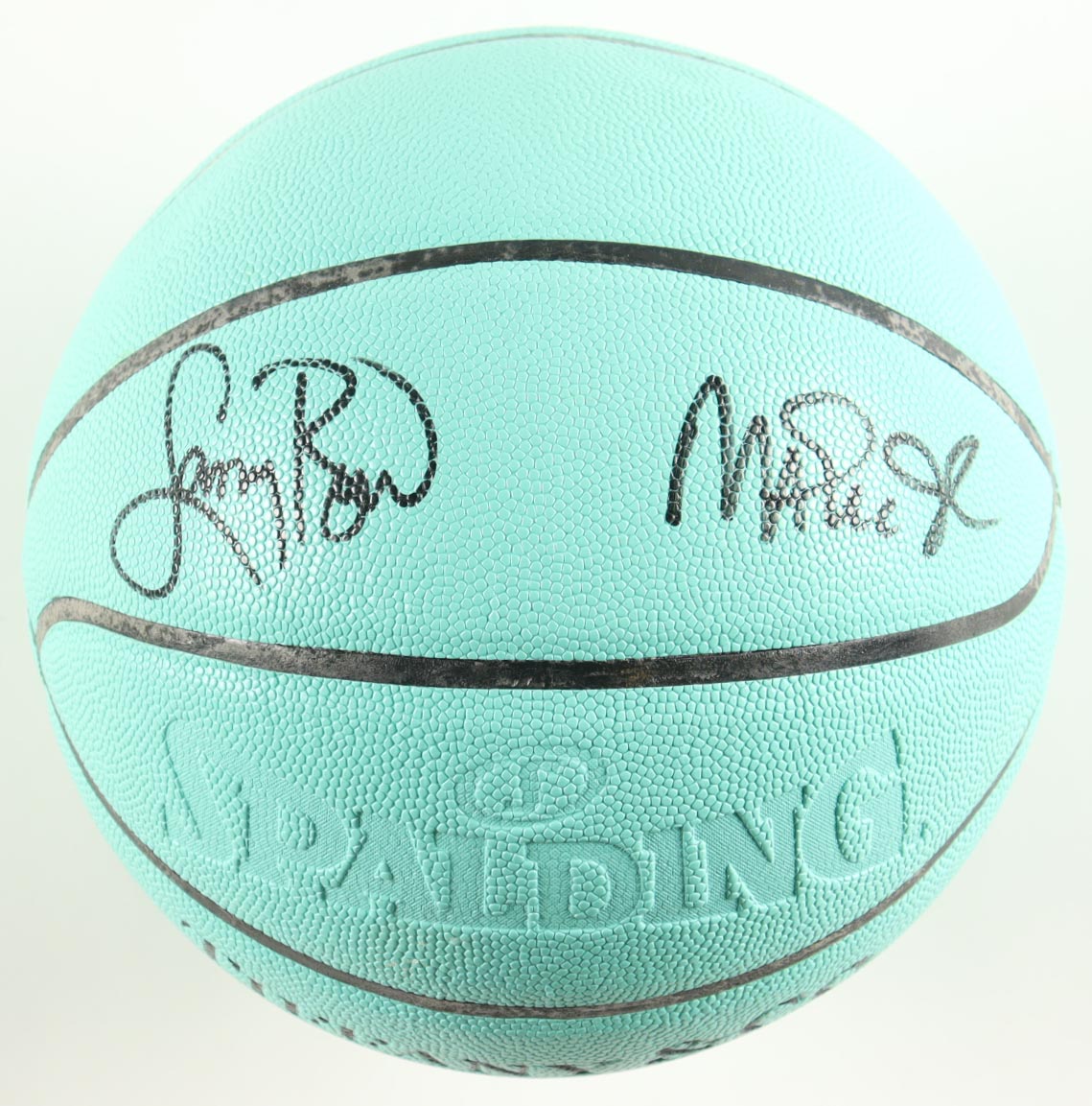 Larry Bird & Magic Johnson Signed Tiffany and Co. NBA Basketball With Display Stand (PSA & Beckett) at PristineAuction.com Larry Bird & Magic Johnson Signed Tiffany and Co. NBA Basketball With Display Stand (PSA & Beckett) at PristineAuction.com