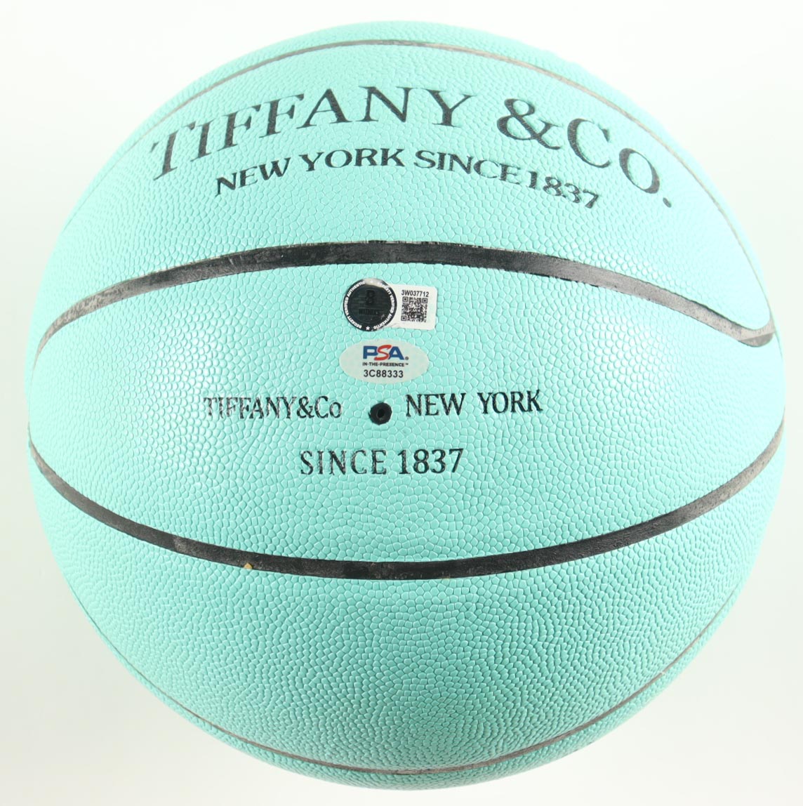 Larry Bird & Magic Johnson Signed Tiffany and Co. NBA Basketball With Display Stand (PSA & Beckett) at PristineAuction.com Larry Bird & Magic Johnson Signed Tiffany and Co. NBA Basketball With Display Stand (PSA & Beckett) at PristineAuction.com