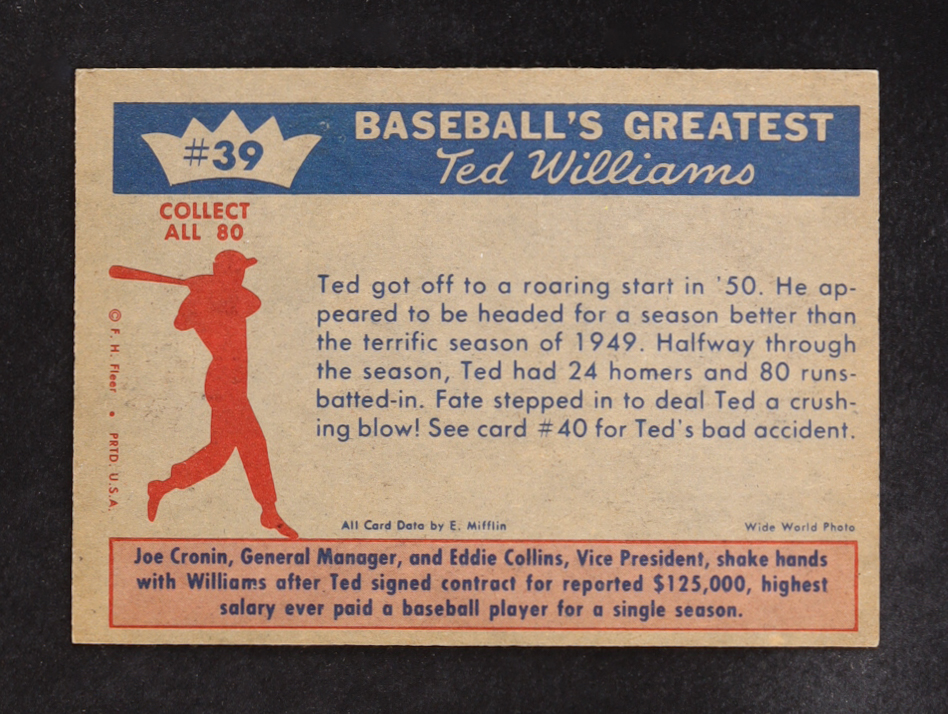 Ted Williams 1959 Fleer Ted Williams #39 at PristineAuction.com Ted Williams 1959 Fleer Ted Williams #39 at PristineAuction.com