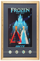 Disney's Epcot Frozen Ever After Custom Framed Photo Display with Complete Set of (4) Character Pins at PristineAuction.com