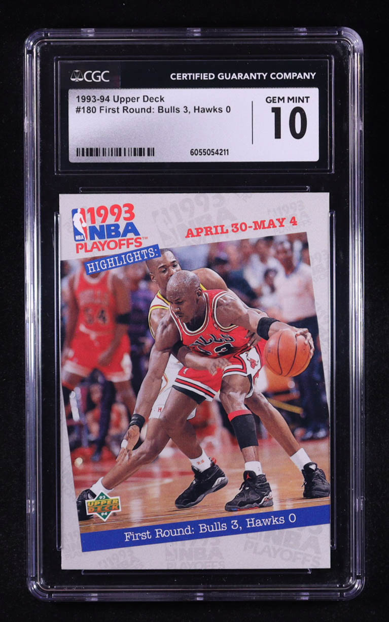 Michael Jordan / Stacey Augmon 1993-94 Upper Deck #180 PO (CGC 10) at PristineAuction.com Michael Jordan / Stacey Augmon 1993-94 Upper Deck #180 PO (CGC 10) at PristineAuction.com