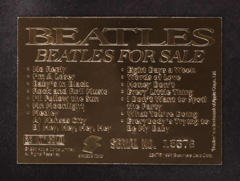 The Beatles 1996 Bleachers 23KT Gold Card at PristineAuction.com The Beatles 1996 Bleachers 23KT Gold Card at PristineAuction.com